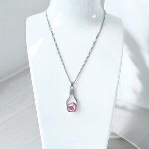 Bottle with Diamond Antique Silver Necklace